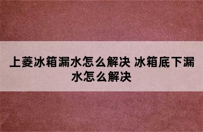 上菱冰箱漏水怎么解决 冰箱底下漏水怎么解决